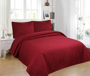 3pc Contemporary Solid Embroidered Bedspread Set