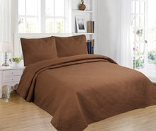 Load image into Gallery viewer, 3pc Contemporary Solid Embroidered Bedspread Set