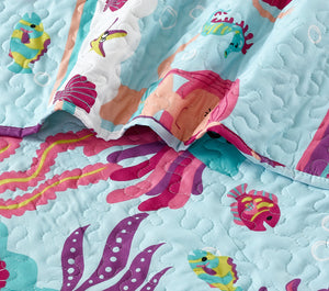 All American Collection Aqua-Purple Mermaid Bedspread Set