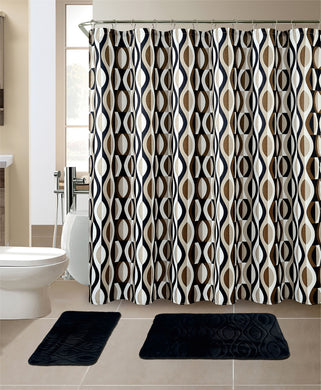 15-Piece Helix Design Bathroom Set With Matching Shower Curtain