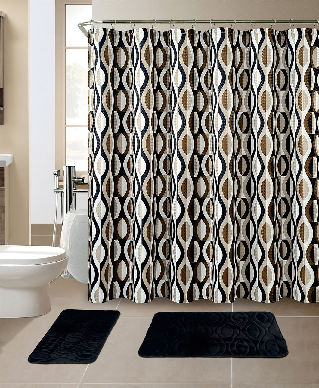 15-Piece Bathroom Sets With Matching Shower Curtain