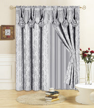 Load image into Gallery viewer, All American Collection New 4 Piece Drape Set with Attached Valance and Sheer with 2 Tie Backs Included