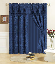 Load image into Gallery viewer, All American Collection New 4 Piece Drape Set with Attached Valance and Sheer with 2 Tie Backs Included